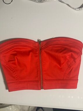 H&M Red Strapless Bustier Top with Front Zip